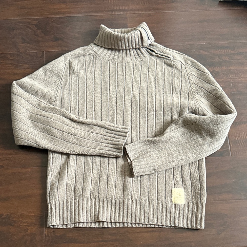 Dkny Men's Ribbed Turtleneck Sweater in Taupe